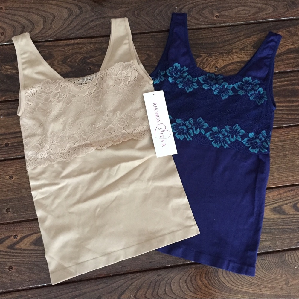TWO Rhonda Shear Lace trimmed tanks size S